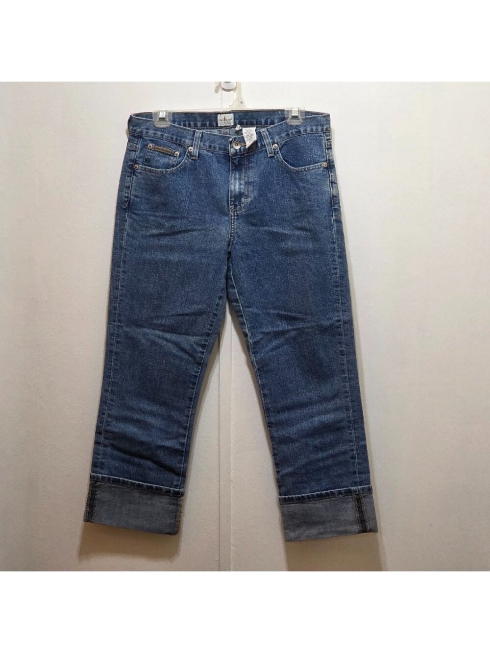 Calvin‎ Klein Jeans Womens Size 8 Blue Denim Cuffed Cropped Low Rise Jeans
